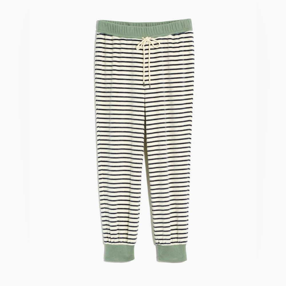 Madewell MWL Velour Slim Joggers in Stripe Size‎ L